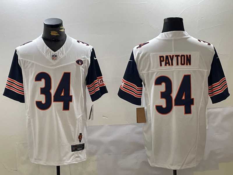 Mens Chicago Bears #34 Walter Payton Limited White Fashion FUSE Jersey